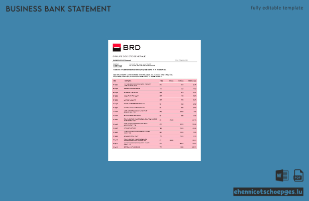 BRD Bank-Kontoauszug (Word- und PDF-Beispiel)